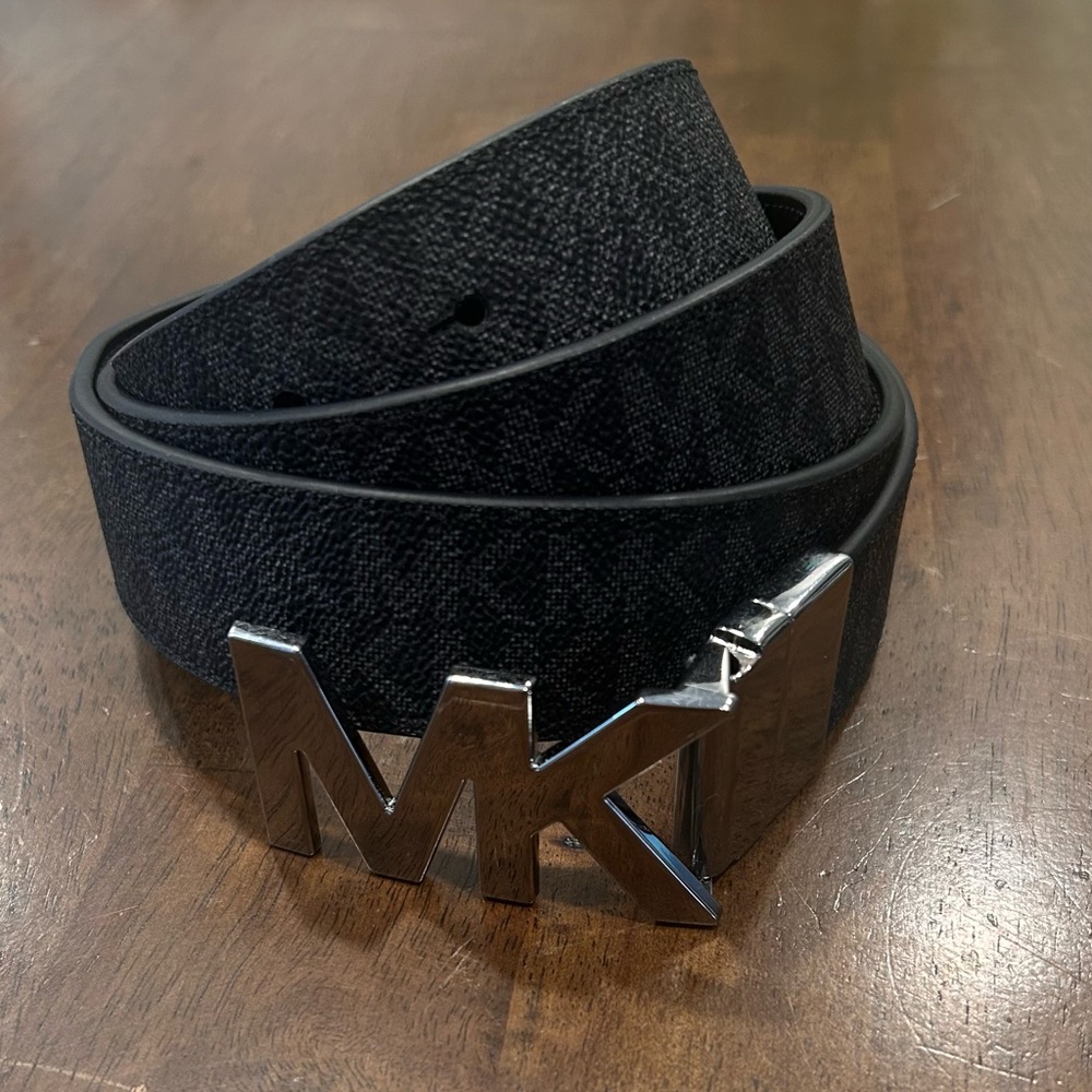 Michael Kors Black Leather Belt with Silver Buckle *SOLD*